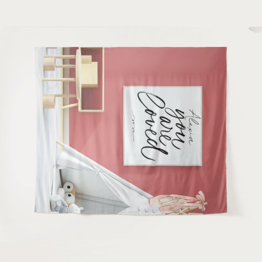 Personalized Pink Ballet Dance Studio Backdrop タペストリー (正面(横))