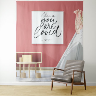 Personalized Pink Ballet Dance Studio Backdrop タペストリー