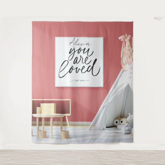 Personalized Pink Ballet Dance Studio Backdrop タペストリー (正面)