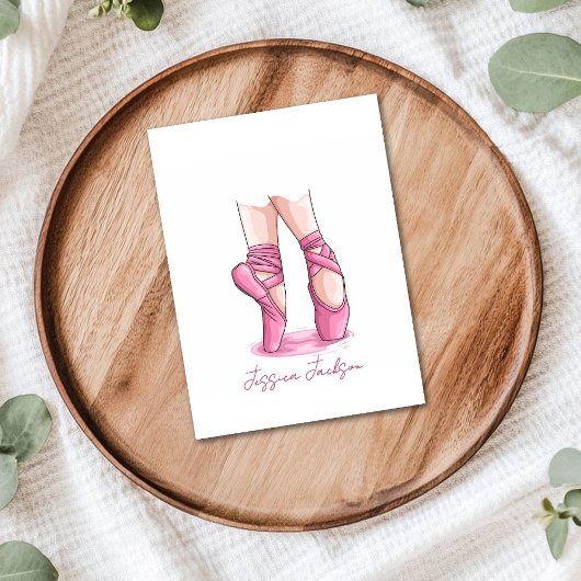 Personalized Pink Ballet Pointe ノートカード