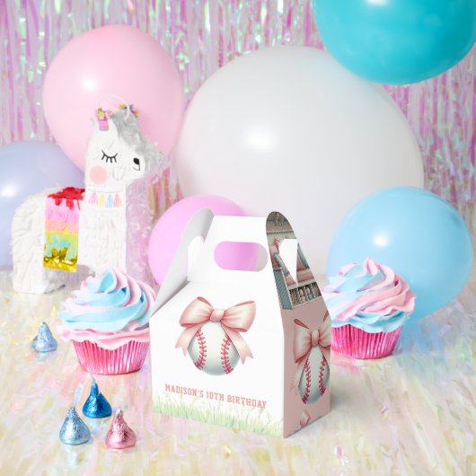 Personalized Pink Baseball Girl Birthday フェイバーボックス (パーティー)