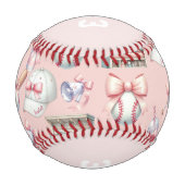 Personalized Pink Baseball – Name Girl Birthday 野球ボール (正面)