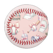 Personalized Pink Baseball – Name Girl Birthday 野球ボール (正面左)