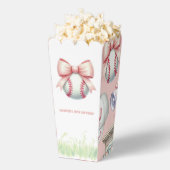 Personalized Pink Baseball Popcorn フェイバーボックス (はじけた状態)