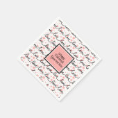 Personalized Pink Black Hearts Sketch Valentine  スタンダードカクテルナプキン (角)