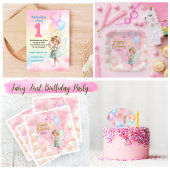 Personalized Pink & Blue Fairy Party Paper Napkin スタンダードカクテルナプキン