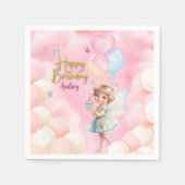 Personalized Pink & Blue Fairy Party Paper Napkin スタンダードカクテルナプキン (正面)