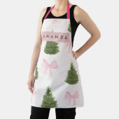 Personalized Pink Bow & Christmas Tree エプロン (インサイチュ)