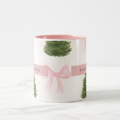 Personalized Pink Bow & Christmas Tree ツートーンマグカップ (中央)