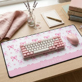Personalized Pink Bow Coquette Cute Name Office デスクマット