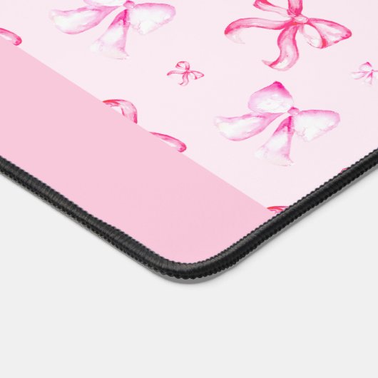 Personalized Pink Bow Coquette Cute Name Office デスクマット (コーナー)