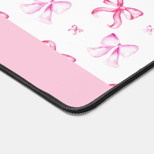 Personalized Pink Bow Coquette Cute Name Office デスクマット (コーナー)