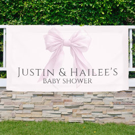 Personalized Pink Bow Girl Coquette Baby Shower 横断幕