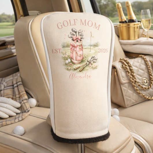 Personalized Pink Bow Golf Mom ゴルフヘッドカバー