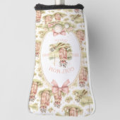 Personalized Pink Bow Golf Mom Gift ゴルフヘッドカバー (回転90)