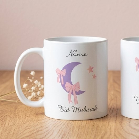 Personalized Pink Bow Moon Eid Coffee Mug コーヒーマグカップ