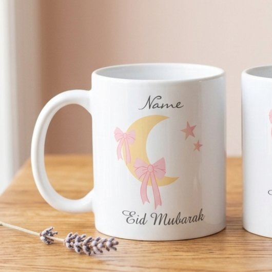 Personalized Pink Bow Moon Eid Coffee Mug コーヒーマグカップ