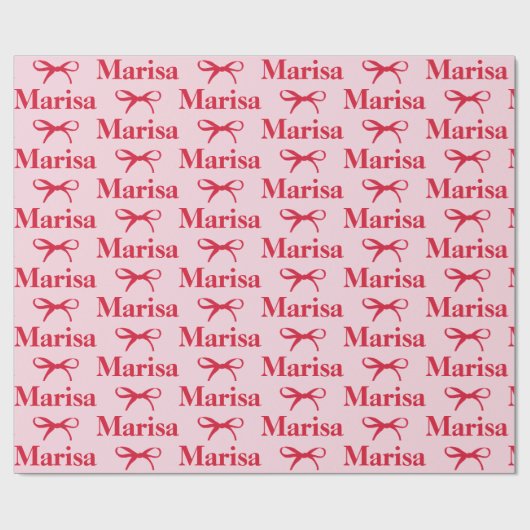 Personalized Pink Bow Name Gift ラッピングペーパー (フラット)