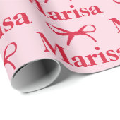 Personalized Pink Bow Name Gift  ラッピングペーパー (ロールコーナー)