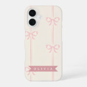 Personalized Pink Bow Name Gift Elegant Coquette iPhone 16ケース (裏面)