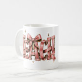 Personalized Pink Bow Name Mug, Coquette Custom Na コーヒーマグカップ (正面左)