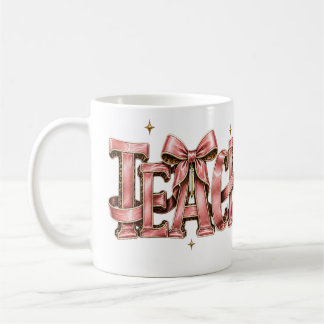Personalized Pink Bow Name Mug, Coquette Custom Na コーヒーマグカップ