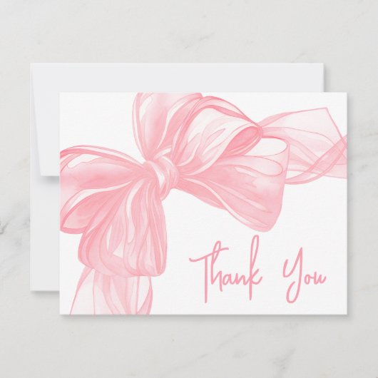 Personalized Pink Bow Thank You Note Card ノートカード (正面)