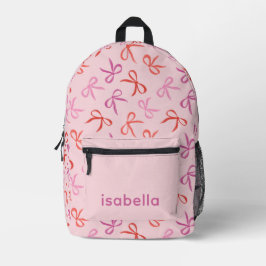 Personalized Pink Bows Girl Backpack プリントバックパック