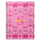 Personalized Pink Bows Hearts Stars ノートブック (正面)