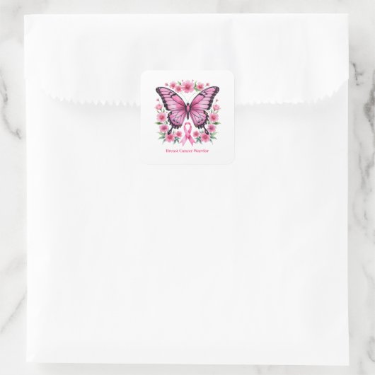 Personalized Pink Breast Cancer Awareness  スクエアシール (バッグ)