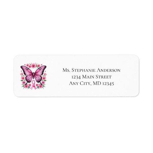 Personalized Pink Breast Cancer Awareness  ラベル (正面)