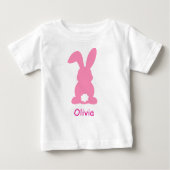 Personalized Pink Bunny - Custom Name Cute Rabbit ベビーTシャツ (正面)