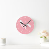 Personalized Pink Bunny Nursery Wall Clock Cute ラウンド壁時計 (ホーム)