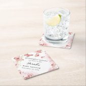 Personalized Pink Butterfly Baby Shower Coaster ペーパーコースター (インサイチュ)