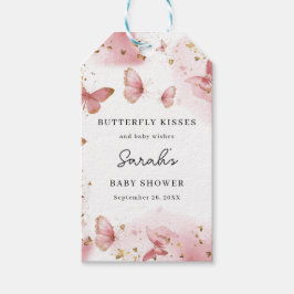 Personalized Pink Butterfly Baby Shower Gift Tags ギフトタグ
