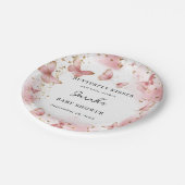 Personalized Pink Butterfly Baby Shower Plates ペーパープレート (アングル)