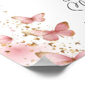 Personalized Pink Butterfly Baby Shower Sign ポスター (角)