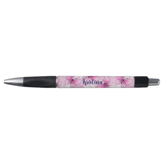 Personalized Pink Butterfly Cute Kawaii Pen ボールペン (正面)
