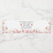 Personalized Pink Butterfly Water Bottle Label ペットボトルラベル (シングルラベル)