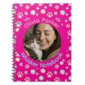 Personalized Pink Cat Photo & Name Spiral Notebook ノートブック (正面)