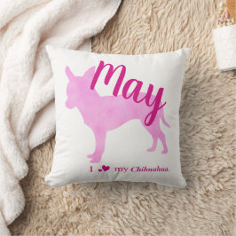 Personalized Pink Chihuahua Throw Pillow チワワ クッション