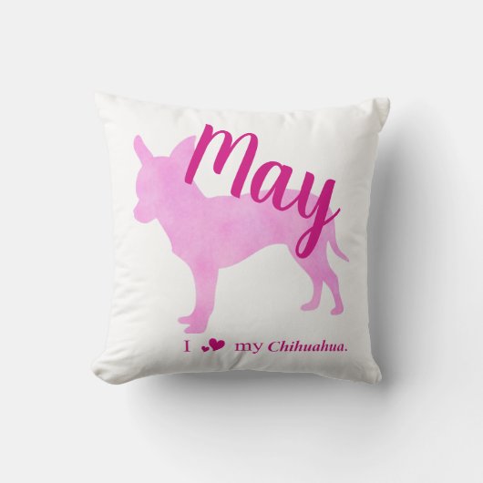 Personalized Pink Chihuahua Throw Pillow チワワ クッション (正面)