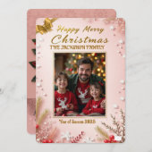 Personalized Pink Christmas Card with Elegant 招待状 (正面/裏面)