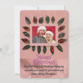 Personalized Pink Christmas Card with Elegant 招待状 (裏面)