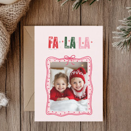Personalized Pink Christmas Photo Card | Fa La La  シーズンカード