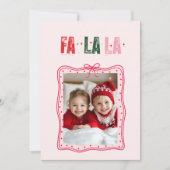 Personalized Pink Christmas Photo Card | Fa La La  シーズンカード (正面)
