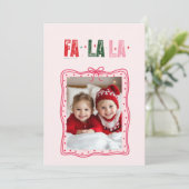 Personalized Pink Christmas Photo Card | Fa La La  シーズンカード (スタンド正面)