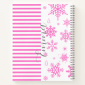 Personalized Pink Christmas Snowflake Notebook ノートブック (裏面)
