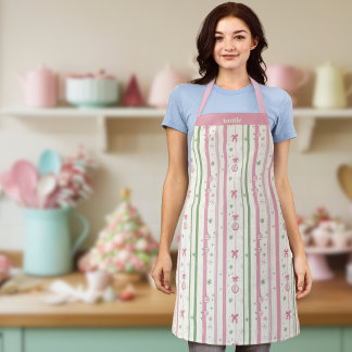Personalized Pink Coquette Auntie Holiday エプロン
