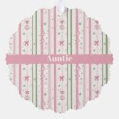 Personalized Pink Coquette Auntie Holiday オーナメントカード (裏面)